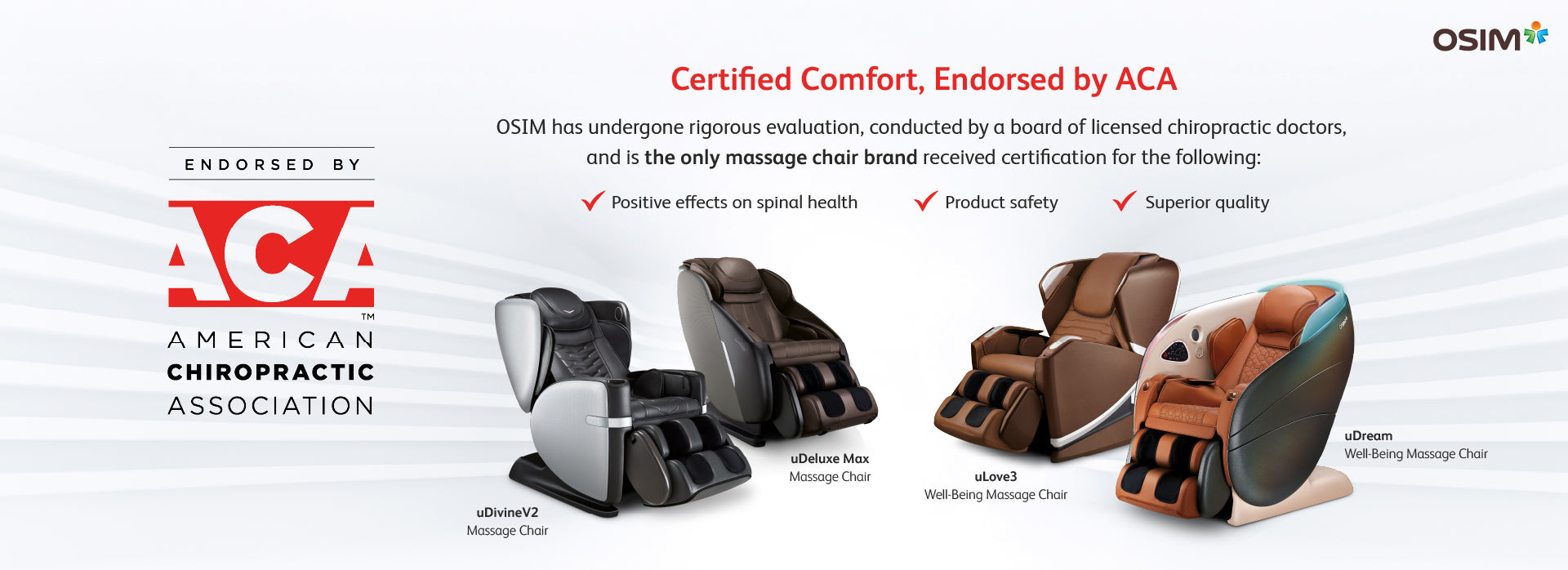 OSIM®中国五福彩票澳洲的幸运5 168澳洲幸运5官网结果记录体彩 Massage Chair endorsed by American Chiropractic Association.